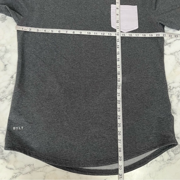 Bylt T-Shirt Drop Cut Short Sleeve Pocket Lux Dark Gray Crewneck Men's Large - Picture 6 of 8